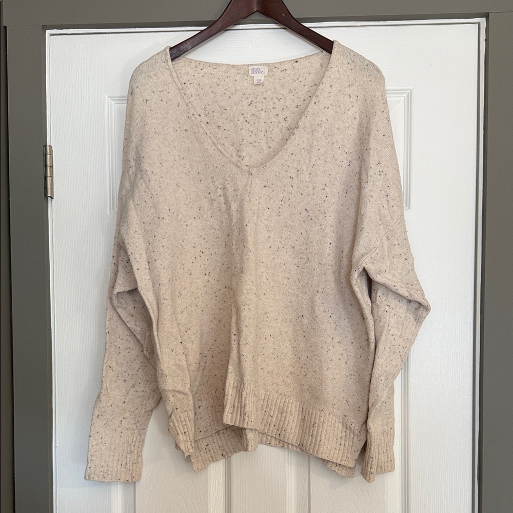 Stars Above V-Neck Women's Cream Oatmeal Lounge Sweater